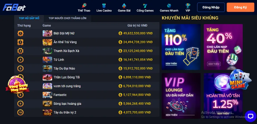 Ưu đãi slot f168n Casino